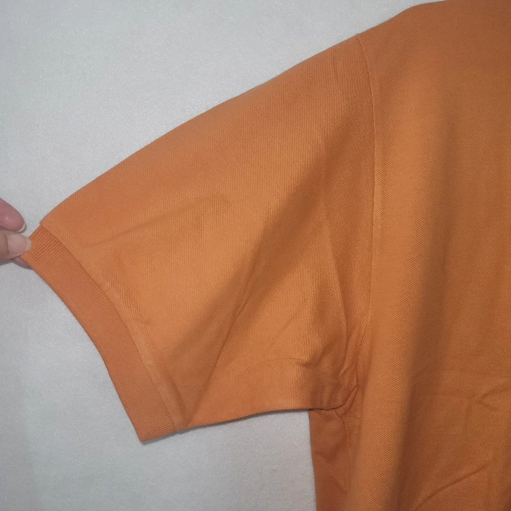 Polo Ralph Lauren Polo Shirt Men Large Orange Short Sleeve Cotton Pique Pony Vtg